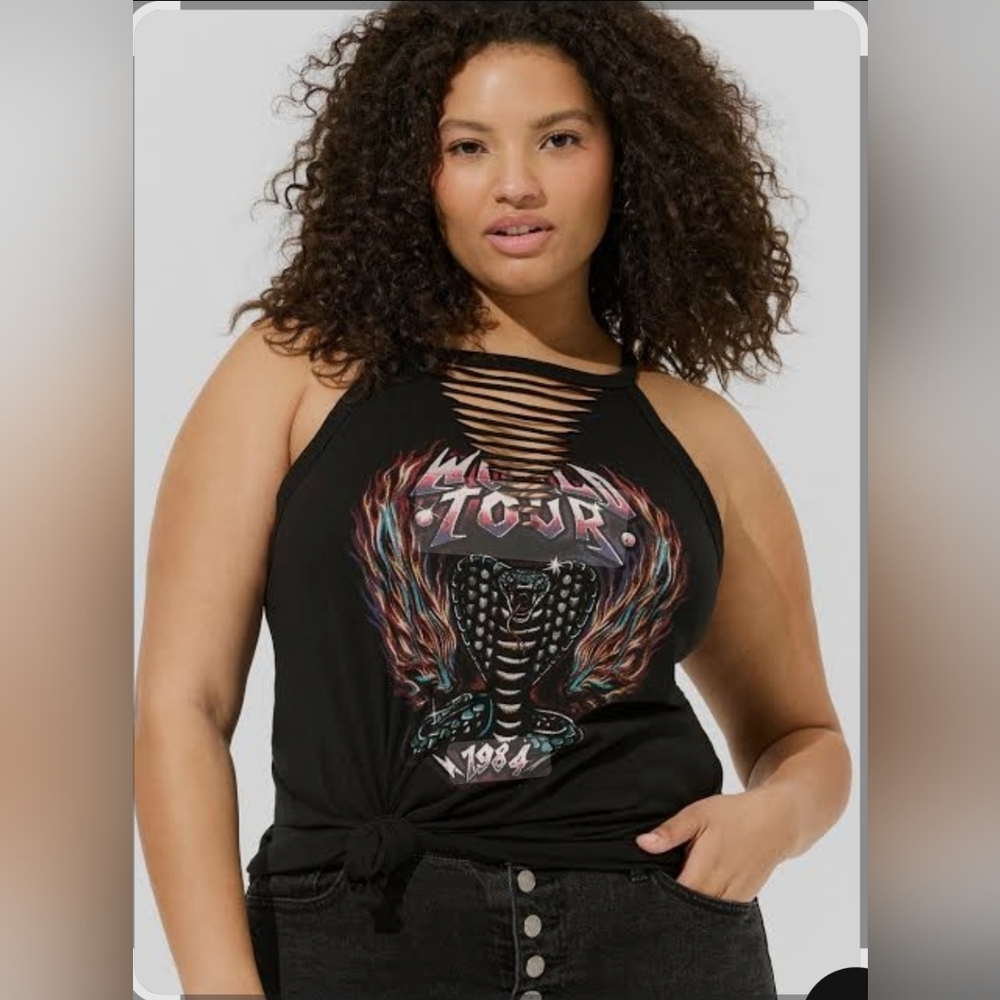 Torrid Black and Pink Graphic Tank Top